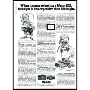 1978 Minolta SLR Film Cameras Vintage Print Ad Photography Cartoon Wall Art
